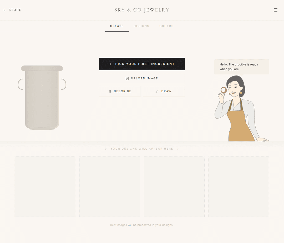 Sky & Co Jewelry Interactive 3D Design App - Create custom jewelry in real-time