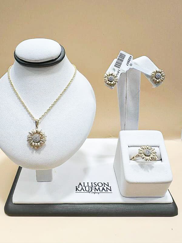 Allison Kaufman sunflower-themed jewelry set