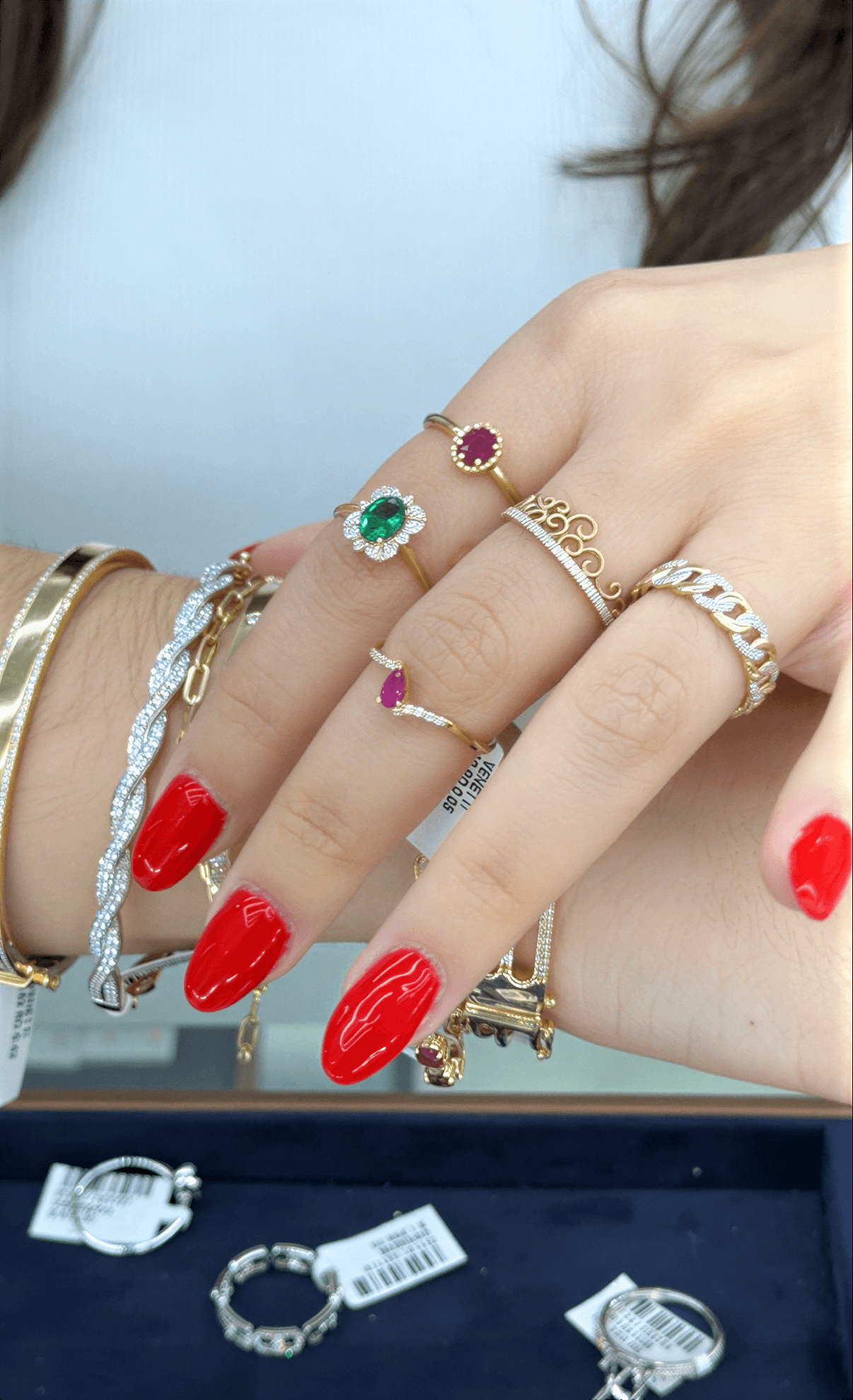Collection of gemstone rings with colored stones